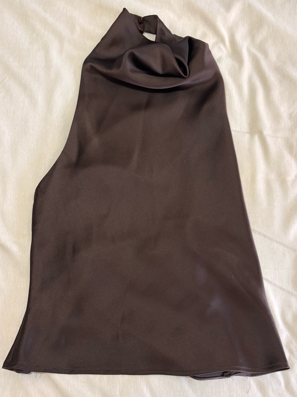 Zara Dark Brown Satin Halter Tank Top